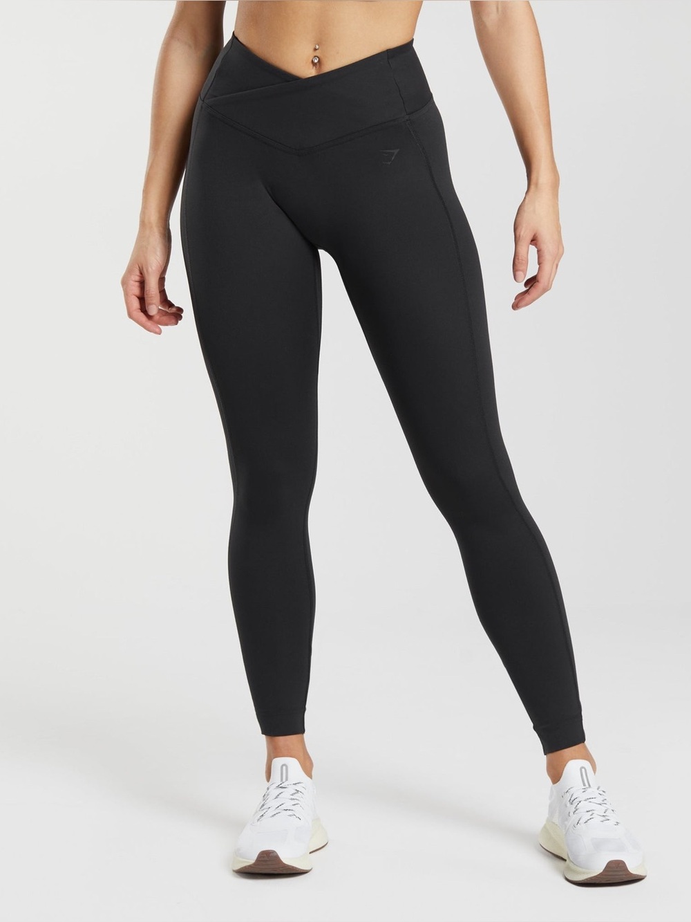 Gymshark Black V-Waist High-Rise Leggings with Subtle Logo